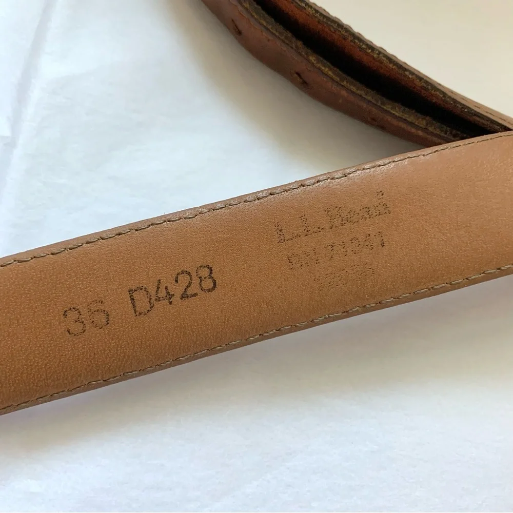 VTG LL Bean Vintage Brown Leather Belt with Silver Hardware Mens 36